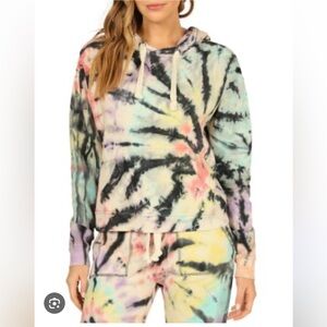 Vintage Havana Tie Dye Crop Hoodie Sweatshirt and pants set